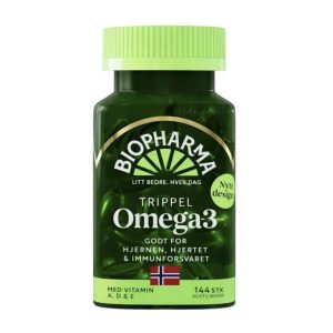 Žuvų taukai Biopharma Trippel Omega - 3  –  144 kaps.