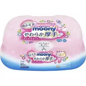 “Moony” drėgnos servetėlės ypač jautriai odai, 99 proc. vanduo, su dėžute 60 vnt.