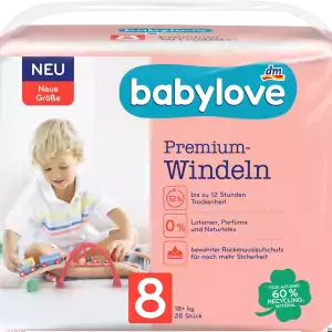 BABYLOVE sauskelnės 8 dydis (18+kg) 56 vnt (28 vnt*2)