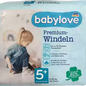 BABYLOVE sauskelnės 5+ dydis (11-18 kg) – 68 vnt (34vnt*2)