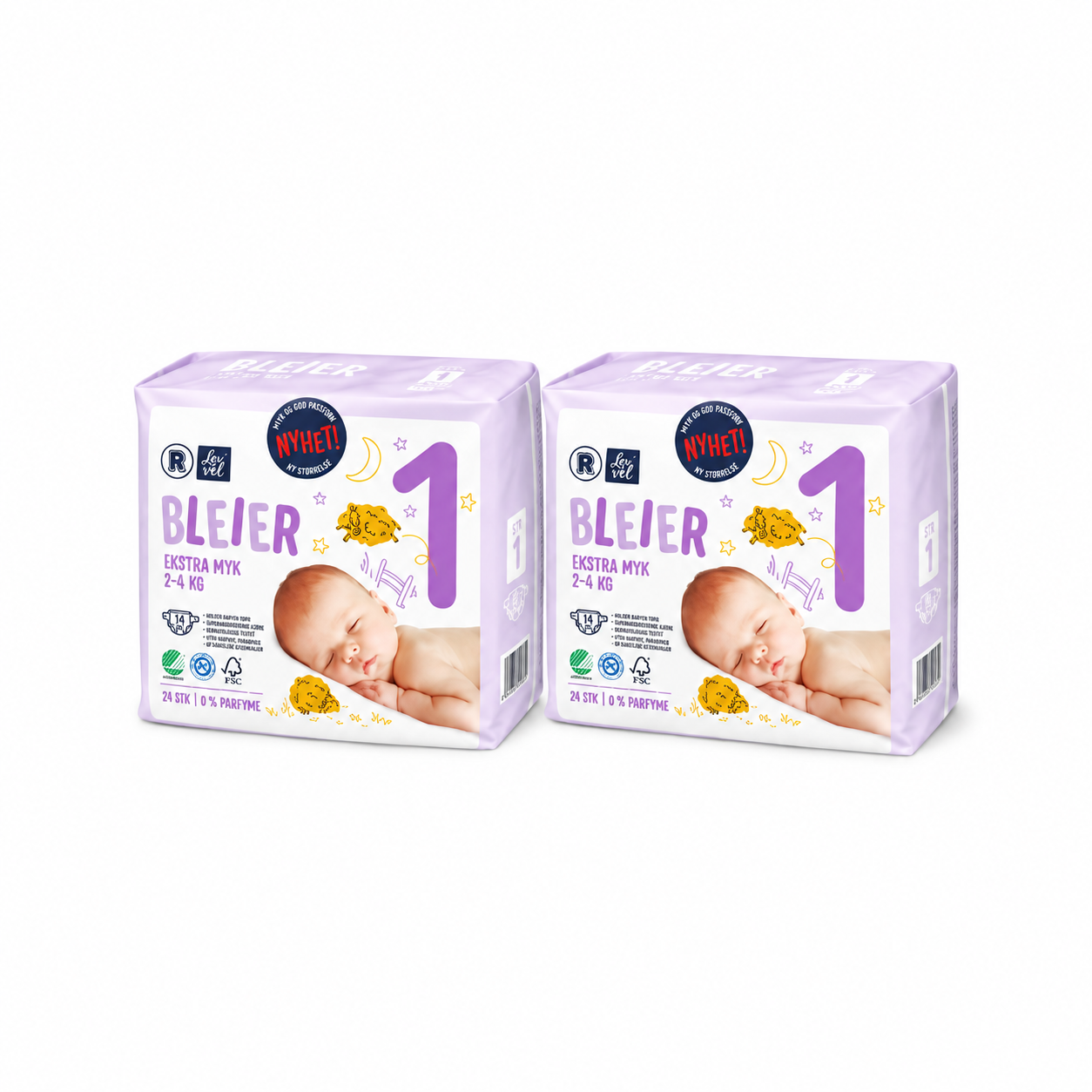 Bleier sauskelnės 1 dydis (2-4 kg) - (2×24vnt) 48 vnt.
