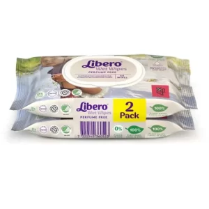 Libero drėgnos servetėlės su dangteliais, (2 pak. po 64 vnt)128 vnt.