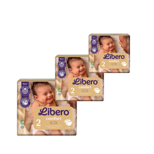 Sauskelnės Libero Comfort 2 dydis (3-6 kg) - 102 vnt (3*34 vnt)