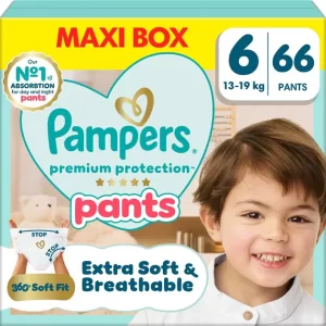 Pampers premium protection pants 6 dydis (13-19 kg) - 66 vnt